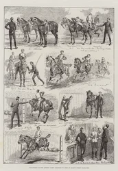 Volontaires du Corps des Artistes apprenant à monter à cheval à la caserne d
